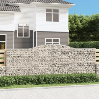 vidaXL Gabione mit Hochbogen 400x30x140/160 cm Verzinktes Eisen 153527