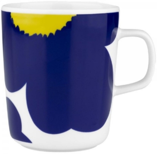Marimekko Tasse Henkelbecher Oiva Iso Unikko 60Th Anniversary White-Dark Blue-Yellow (