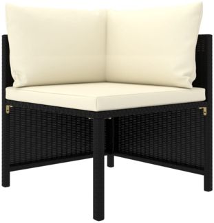 vidaXL 4-tlg. Garten-Sofagarnitur mit Auflagen Schwarz Poly Rattan 313516