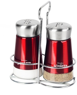 3-Teilig Salzstreuer Pfefferstreuer Set Gewürzstreuer Salz Pfeffer Menage Rot