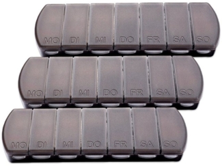 Schramm Pillendose Schramm® 3 Stück Tablettenbox schwarz 11x4 x1,5cm Pillen Tabletten Box 7 Tage Schachtel Tablettendose 3er Pack Pillendose Pillenbox Tablettenboxen Pillendosen Pillen Dose