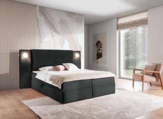 Boxspringbett Bett MARTEN 180x220cm Set. 1 in Stoff Magic Velvet Schwarz