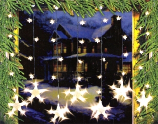 MCW LED-Lichtervorhang LED Sternenvorhang, 39-flammig, Energiesparende LEDs, Transparente Sterne, Warmes Licht