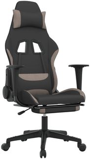 vidaXL Gaming-Stuhl mit Fußstütze Schwarz und Taupe Stoff [3143745]