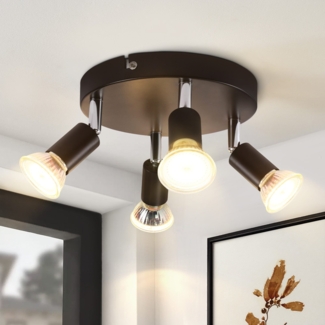 ZMH 4er Deckenstrahler schwenkbar schwarz GU10 Metall Moderne Lampe für Wohnzimmer Küche Flur und Esszimmer