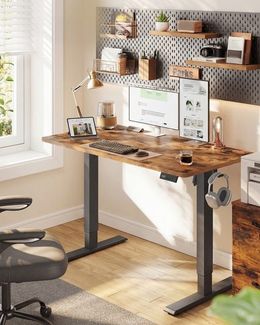 VASAGLE Elektrisch verstellbarer Stehtisch, Memory-Funktion mit 4 Höhen, Schreibtisch für Home Office, 120 x 60 cm, braun
