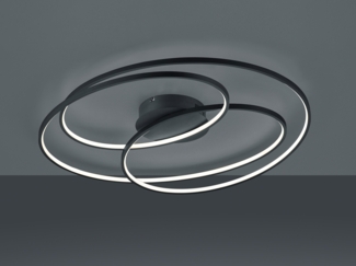 Trio Leuchten LED Deckenleuchte Gale 673918032, Metall Schwarz matt, inkl. 50 Watt, Switch Dimmer, 80x65 cm