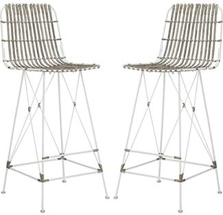SAFAVIEH Modern Bar & Counter Stools with a Back, in White and White