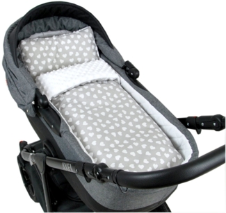 Kinderdecke BABYLUX Babydecke MINKY 2Set Kuscheldecke Decke 75x60 cm Kinderwagen, BabyLux, MP95 - Weiß + Herz
