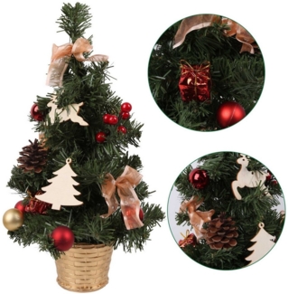 Sarcia. eu Künstlicher Weihnachtsbaum Künstlicher Weihnachtsbaum mit roten Ornamenten im goldenen Topf 40cm