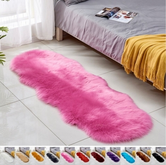 Jibenhome Teppich Hochflor-Teppich Kunstfell,Weich Fellteppich,Shaggy Teppiche,Waschbar, 60 X 180cm für Stühle,Sofas,Kissen,Wohnzimmer,Wohndeko