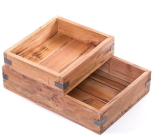 DESIGN DELIGHTS Aufbewahrungsbox AUFBEWAHRUNGSKISTE "TRAYS", 2-teilig, Altholz massiv, Organizer