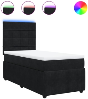 vidaXL Boxspringbett mit Matratze Schwarz 100x200 cm Samt 3294564
