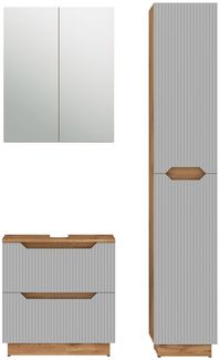 Badmöbel-Set Lotta Eiche/grau gestreift 3 Teile Vicco