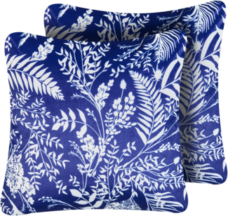 Gartenkissen 2er Set GLIMMER Pflanzenmuster 45x45 cm Blau