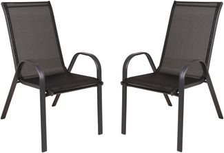 Gartenstuhl 2er Set ILSE - Kunststoff, Schwarz | Stapelstuhl Wetterfest Gartenstühle Outdoor Essstühle