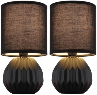 2x Tischleuchte, Keramik, Textil, schwarz, H 23 cm