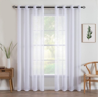 REDOM Vorhang 2er Set Halbtransparente Vorhänge Voile (2 St), Ösen, halbtransparent, Polyester, 137x137 CM Schlafzimmer Ösenvorhang 4 cm Innendurchmesser ohne Haken