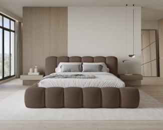 Chilly Möbel Polsterbett Stone Braun Bouclé Stoff 200x200 cm mit Stauraum Quelle 25