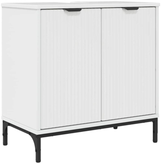 vidaXL Badezimmer Waschbecken Schrank mit Speicher Hochglanz-Weiß 883418