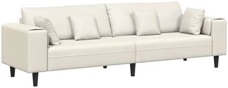 vidaXL Sofa mit Kissen Creme 250 x 77 x 76 cm Samt 3335160