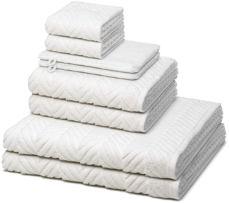 Ross Sensual Skin Zopf 8 tlg. Frottier-Set - 2 X Handtuch (50 X 100cm), 2 X Duschtuch (75 X 140cm), 2 X Gästetuch (30 X 50cm), 2 X Waschhandschuh (16 X 22cm) - 500 g/m2 - Weiß