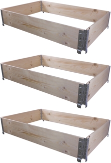 BigDean 3x Hochbeet Palettenrahmen 120x80x20cm groß - Holzrahmen faltbar, steckbar & stapelbar - ideal für Pflanzen, Blumen, Obst, Gemüse & Kräuter