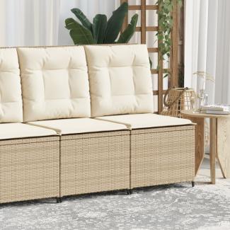 vidaXL Gartensessel mit Liegefunktion und Kissen Beige Poly Rattan 368977