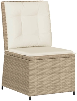 vidaXL Gartensessel mit Liegefunktion und Kissen Beige Poly Rattan 368977