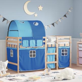 vidaXL Kinderhochbett mit Tunnel Blau 80x200 cm Massivholz Kiefer 3283836