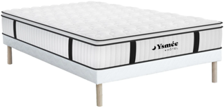 Vente-unique - Taschenfederkernmatratze-Bettgestell-Set - 140 x 190 cm - feuerfest - mit integriertem Topper - Stärke 28 cm - DELICE von YSMÉE HOTEL