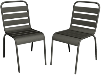 Vente-unique - Gartenstuhl stapelbar 2er-Set - Metall - Anthrazitgrau - MIRMANDE von MYLIA