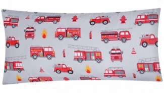 Heubergshop Kissenbezug, (1 Stück), 40x80cm Feuerwehr Grau Rot 100% Baumwolle Kinder (1 x Feuerwehr-40x80)