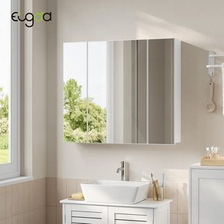 EUGAD Spiegelschrank (1-St) mit 3 Türen mit verstellbaren Einlegeböden und Haken