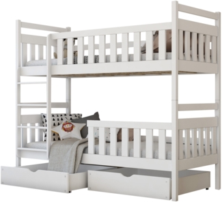 Etagenbett mit Stauraum Monik, Weiß, 90x190 cm