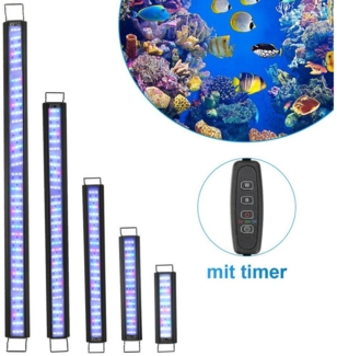 Clanmacy LED Aquariumleuchte 10-45W LED Aquarium mit timer Lampe Fisch Tank RGB 30-130cm, 28W für 64-90cm