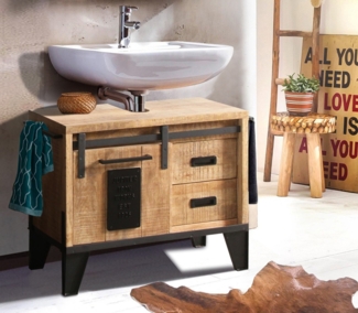 Waschbeckenunterschrank 75x62cm 'Lena' Mango & Eisen