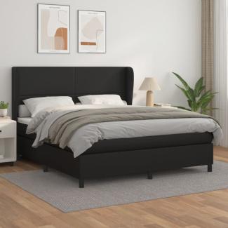 vidaXL Boxspringbett mit Matratze Schwarz 180x200 cm Kunstleder 3128925