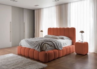 Polsterbett Doppelbett Set. 4 CARSON 180x200cm Stoff Catch Me Rostbraun