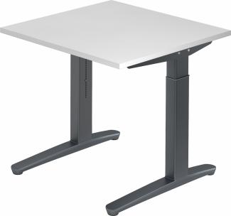 bümö® Design Schreibtisch XB-Serie höhenverstellbar, Tischplatte 80 x 80 cm in weiß, Gestell in graphit