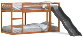 vidaXL Etagenbett mit Rutsche & Leiter Wachsbraun 90x200cm Kiefernholz 3284244