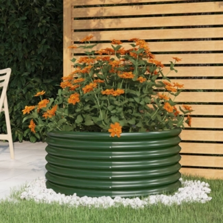 vidaXL Pflanzkübel Pulverbeschichteter Stahl 80x80x36 cm Grün 318853