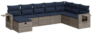 vidaXL 8-tlg. Garten-Sofagarnitur mit Kissen Grau Poly Rattan 3325537