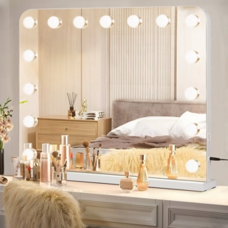 VOWNER Schminkspiegel Hollywood Schminkspiegel, LED 3 Lichtfarben, Touch-Steuerung (1-St), 3 Lichtfarben, einstellbar, mit USB-Anschluss, ideal für Make-up.