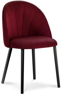 Micadoni Samtstoff Stuhl Ventura | Bezug Red | Beinfarbe Black Wood