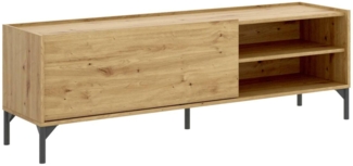 Dmora Allesia TV-Ständer, niedriges Wohnzimmer-Sideboard, Wohnzimmer-Sideboard für Fernseher, 155 x 43 x 47 cm, Nodi-Eiche