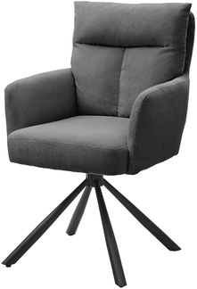 Sofia Esszimmerstuhl mit schwarzem Metallgestell und Cord Bezug, Grau - Bequemer Stuhl für Esszimmer & Wohnzimmer - 60 x 93 x 67 cm (B/H/T)