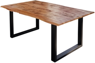 Mangobaum Massivholztisch U-Gestell schwarz 160x85 cm DORA 525583