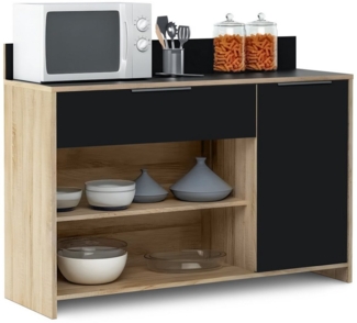 habeig Küchenregal Küchenschrank Eiche schwarz Schrank Küchenregal Singleküche Holz