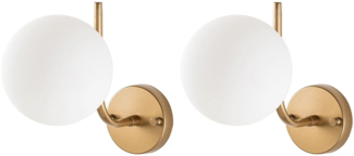 Vente-unique - Set 2 Wandleuchten – Metall – Gold mit Kugel – Ø 15 cm – ORBEA